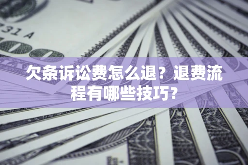 济南欠条诉讼费怎么退？退费流程有哪些技巧？